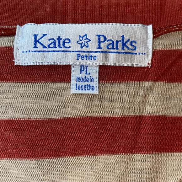 Kate Parks lightweight vee neck long sleeve horizontal striped tee rust PL NWT - Picture 13 of 13